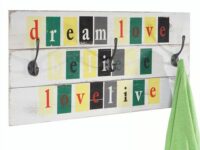 Shabby Wandgarderobe Love-Life mit 3 Haken 30x60cm