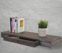 Shabby Wandregal Oise 80cm Schublade braun