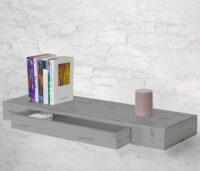 Shabby Wandregal Oise 80cm Schublade ~ grau