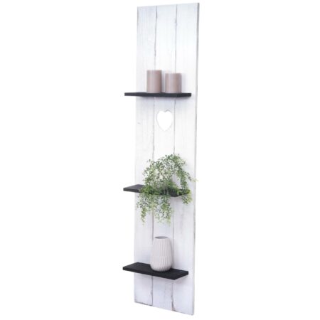 Shabby Wandregal Wandpaneel Holzregal 3 Ablagen 150x33x13cm weiss
