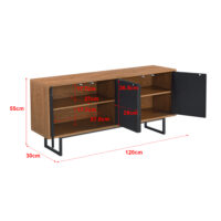 Sideboard Mariestad 120x30x55cm Dunkler Holzton/Schwarz