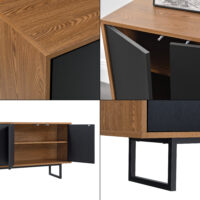 Sideboard Mariestad 120x30x55cm Dunkler Holzton/Schwarz