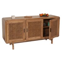 Sideboard Highboard Rattan Akazie Massivholz 82x160x45cm