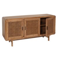 Sideboard Highboard Rattan Akazie Massivholz 82x160x45cm