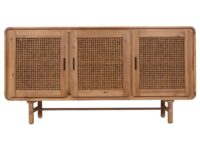 Sideboard Highboard Rattan Akazie Massivholz 82x160x45cm