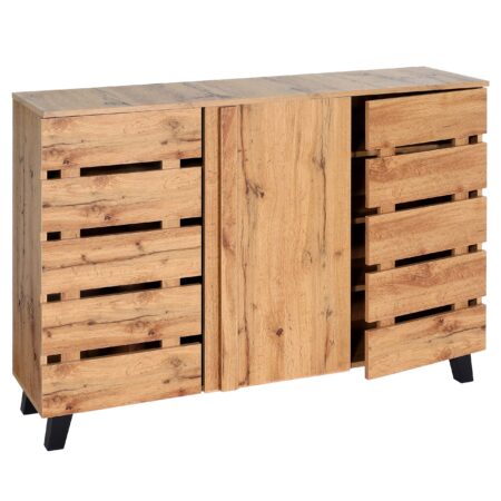 Sideboard Kommode Schrank 3 Türen 8 Staufächer 88x120x34cm