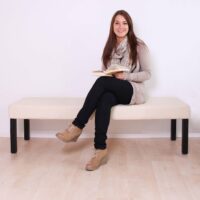 Sitzbank ~ 120x43x49 cm creme helle Beine