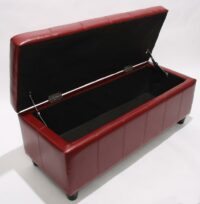 Sitzbank Aufbewahrung Kriens Leder 112x45x45cm ~  rot