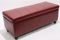 Sitzbank Aufbewahrung Kriens Leder 112x45x45cm ~  rot