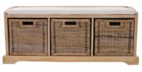 Sitzbank Bienne 3 Körbe  Kubu-Rattan-Geflecht 112x46x37cm