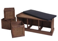 Sitzbank JAM-J49 Garderobenbank mit Staufach 47x110x40cm braun