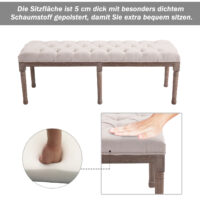 Sitzbank Leinen-Bezug 142cm Vintage Shabby Beine