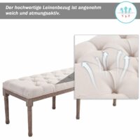 Sitzbank Leinen-Bezug 142cm Vintage Shabby Beine