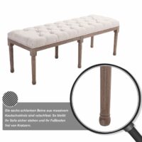 Sitzbank Leinen-Bezug 142cm Vintage Shabby Beine