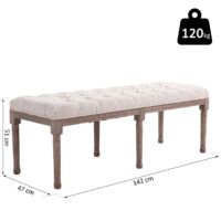 Sitzbank Leinen-Bezug 142cm Vintage Shabby Beine