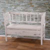 Sitzbank T207 Staufach Kissen weiss shabby