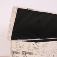 Sitzbank Truhe Kriens Textil 180x45x45cm ~ Schriftzug creme