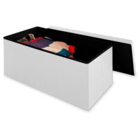 Sitztruhe Wäschekorb Wäschetruhe 80x40x40 cm weiss