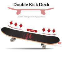 Skateboard PU Dämpfer + PU Rollen Double Kick Deck