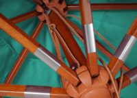 Sonnenschirm JAM-C57 Holz eckig 3x3m Seilzug blau-grün