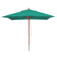 Sonnenschirm JAM-C57 Holz eckig 3x3m Seilzug blau-grün