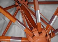 Sonnenschirm JAM-C57 Holz eckig 3x3m Seilzug hellgrau