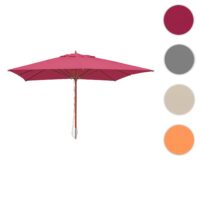 Sonnenschirm JAM-C57 Holz eckig 4x4m Seilzug bordeaux