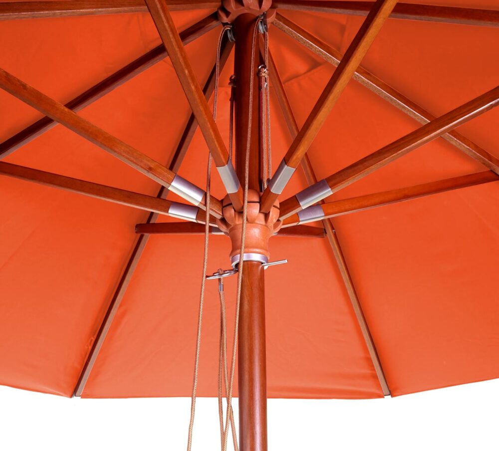 Sonnenschirm JAM-C57 Holz rund Ø3m Seilzug terracotta