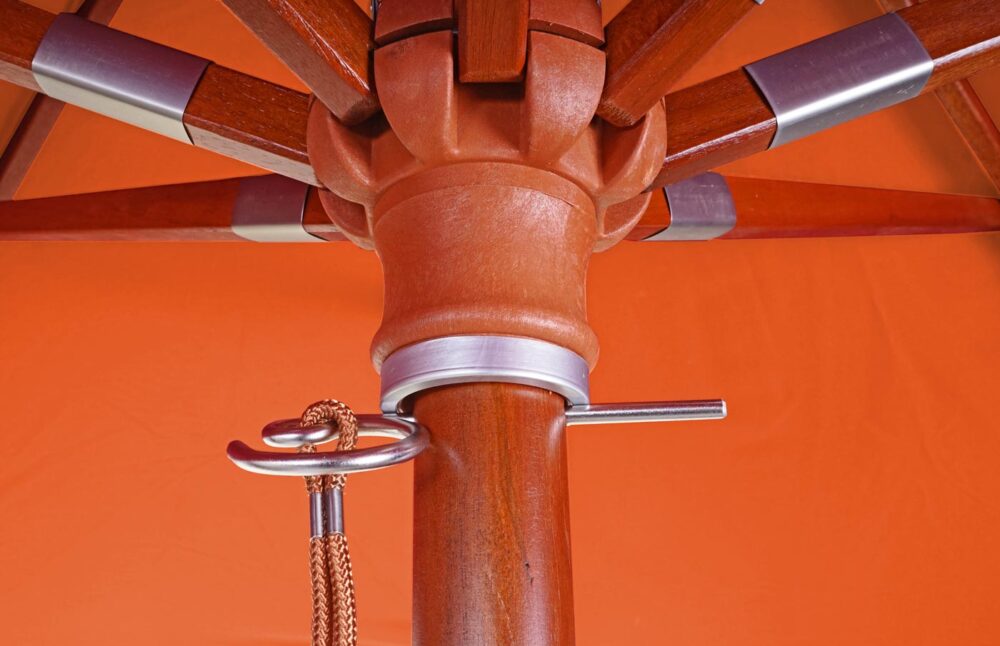 Sonnenschirm JAM-C57 Holz rund Ø3m Seilzug terracotta