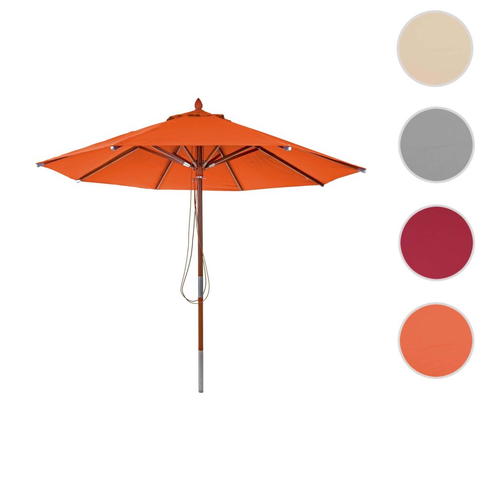 Sonnenschirm JAM-C57 Holz rund Ø3m Seilzug terracotta