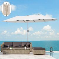 Sonnenschirm Oval L460 x B270 mit Handkurbel - creme