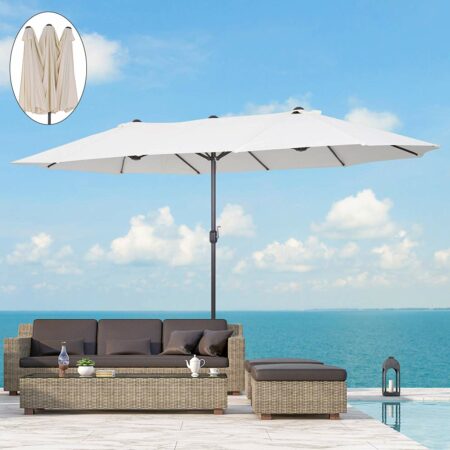 Sonnenschirm Oval L460 x B270 mit Handkurbel - creme