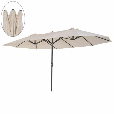Sonnenschirm Oval L460 x B270 mit Handkurbel - creme