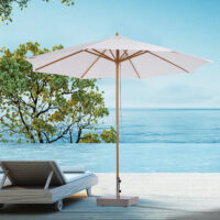 Sonnenschirm ∅300cm Holzschirm Balkonschirm creme