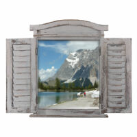Spiegelfenster mit Fensterläden Shabby Chic ~ grau