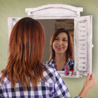 Spiegelfenster mit Fensterläden Shabby Chic ~ weiss