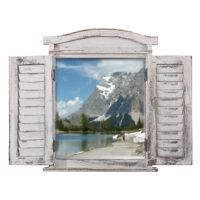 Spiegelfenster mit Fensterläden Shabby Chic ~ weiss