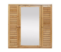 Spiegelschrank Hängeschrank 3 Regalböden 3 Türen Bambus 60x60x15cm