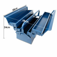 Stahl Werkzeugkoffer klappbar - blau - 530x200x210mm