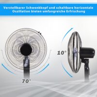 Standventilator mit Fernbedienung 3 Stufen 124cm Oszillierend