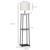 Stehlampe Bücherregal mit 3 Ablagen 150cm E27