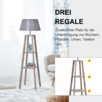 Stehlampe Holz 148cm Malmö Grey Wash