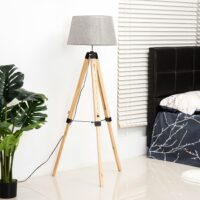 Stehlampe Holz 99-143cm Malmö Natur / Grau