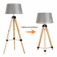 Stehlampe Holz 99-143cm Malmö Natur / Grau