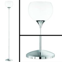 Stehlampe in chrom Acrylschirm weiss