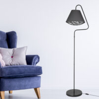Stehleuchte Stehlampe Gateshead E27 Metall Textil Schwarz Grau