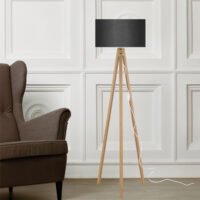 Stehleuchte Stehlampe Rochester E27 Bambusoptik Schwarz