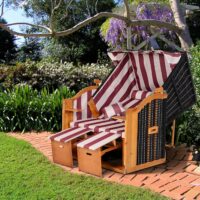 Strandkorb Poly-Rattan Volllieger Ostsee Nordsee Rot