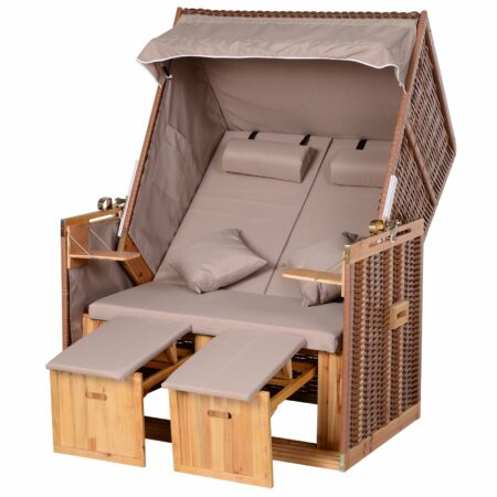 Strandkorb Poly-Rattan Volllieger Ostsee Nordsee Rot