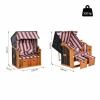Strandkorb Poly-Rattan Volllieger Ostsee Nordsee Rot